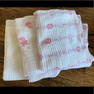 Bundle of three Aden + Anais muslin blankets
